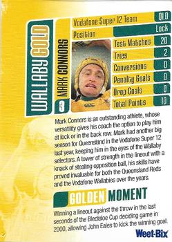 2002 Weet-Bix Wallaby Gold #3 Mark Connors Back